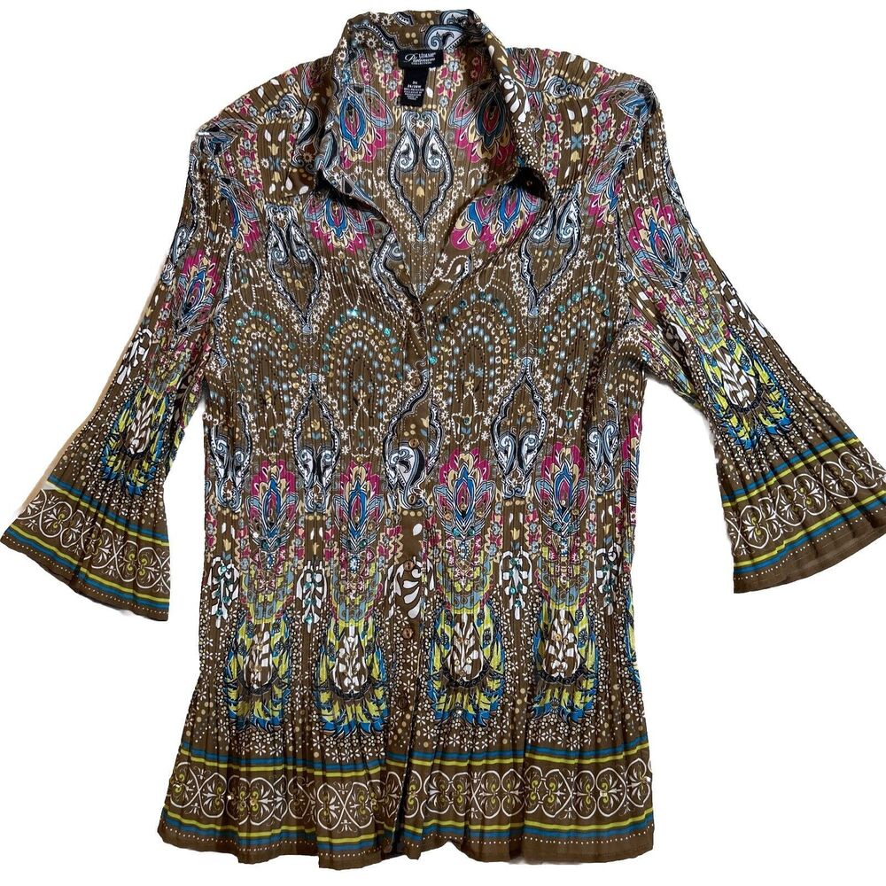 Liz & Me Platinum Collection Women’s 3X Pleated Material Blouse